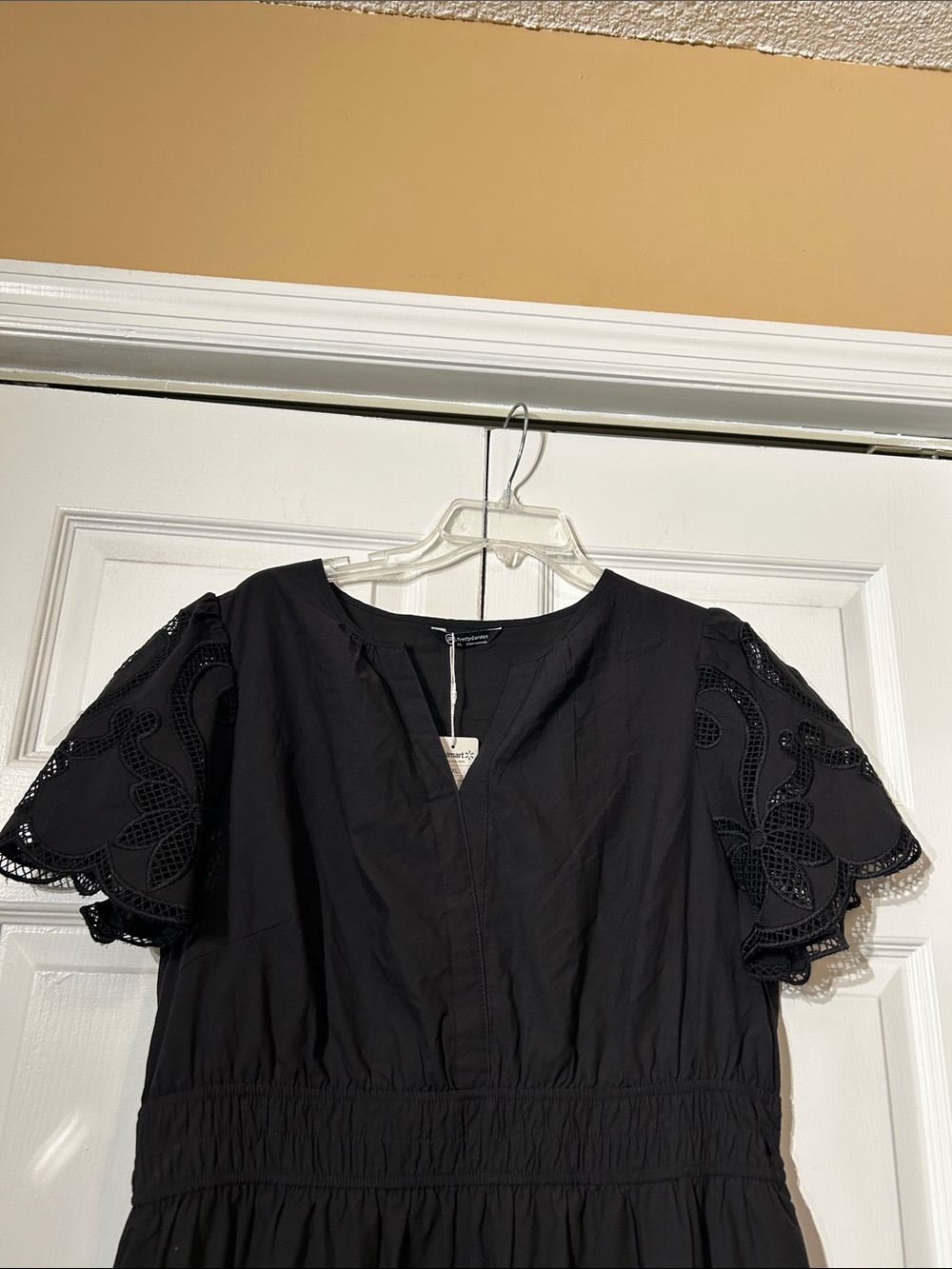NWT PrettyGarden Black Eyelet Midi Dress Size XL Short Sleeves - Picture 3 of 15